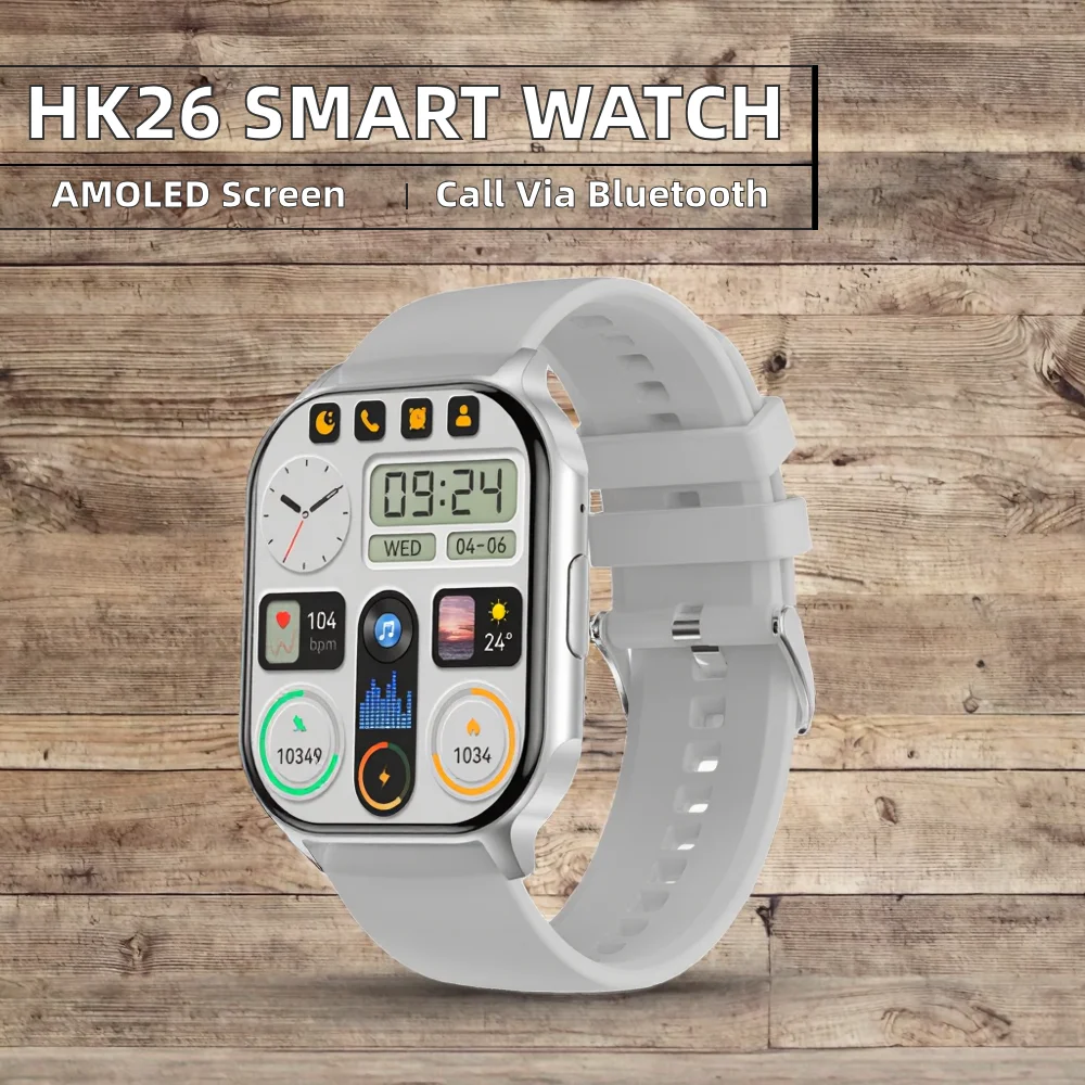 HK26 Smart Bracelet for Men Fitness Tracker 2.04 Inch AMOLED Display for BT Calling IP67 Android Pack of 2 - Image 2