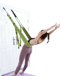 Premium Polyester Aerial Yoga Swing Waist Back Stretch Band with Door Anchor Yoga Hammock Yoga Leg Stretcher Strap