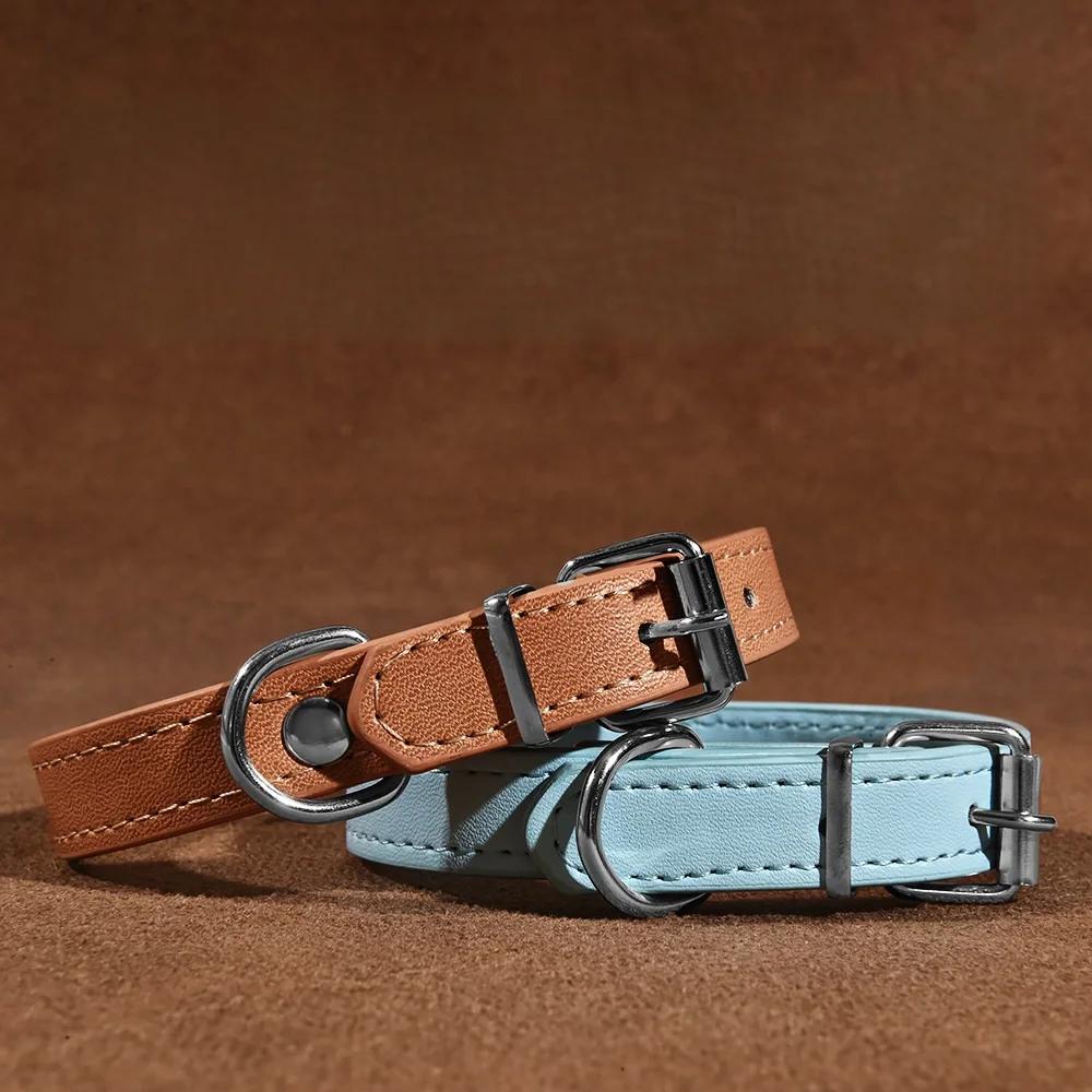 Hot Selling Solid Color PU Pet Collar Adjustable Waterproof Simulation Leather Necklace for Puppy Dog Cat Candy Color - Image 3