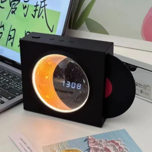 New Product Rechargeable LED Light Vinyl Record Blue Tooth Wireless Speaker With Clock Smart Home Lights Decor for Home