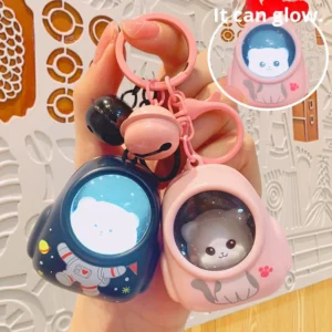 Fashionable and Beautiful Cute Bear and Kitten Backpack Luminous Night Light Keychain Mobile Phone Lanyard Accessory Pack of 100