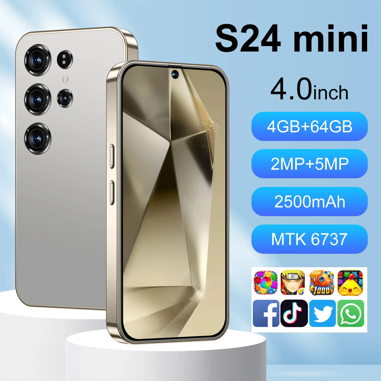 Crisp Details S24 Ultra Smart Mini Phone Lightweight Android Mobile 2GB+16GB 144Hz HD LTE CDMA English French Spanish - Image 2