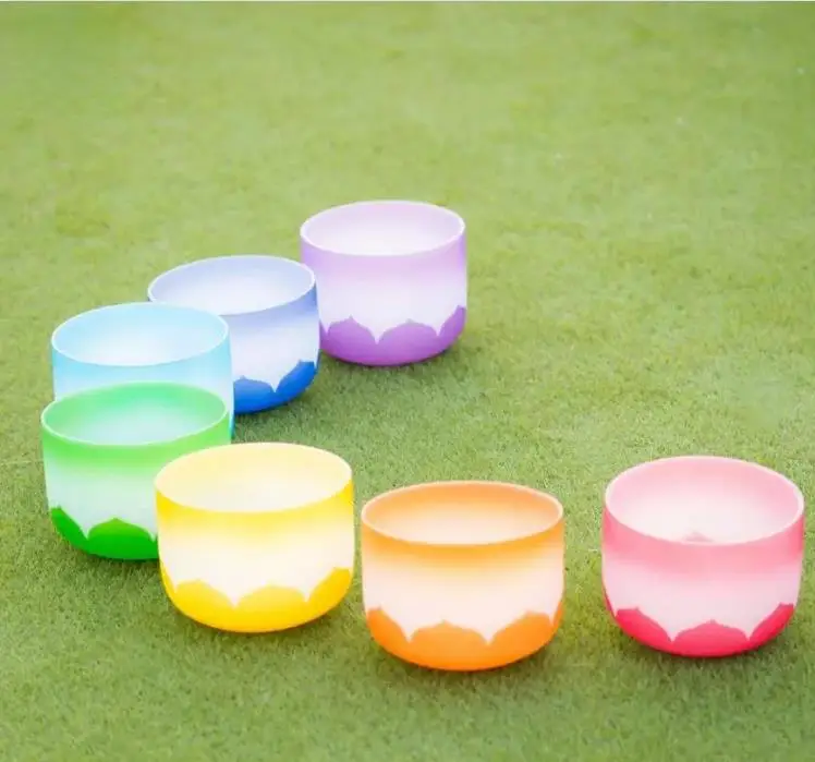 Petaloid Pattern 6"-12" Chakra Quartz Crystal Singing Bowl Set Musical Instruments for Healing Meditation & Reduced Pressure - Image 2
