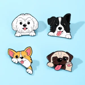 Enamel Epoxy Coated Zinc Alloy Lapel Pin-Adorable Kawaii Pet Animal Dog Cartoon Novelty Creative Fashion Collectible Daily Wear Pack of 30