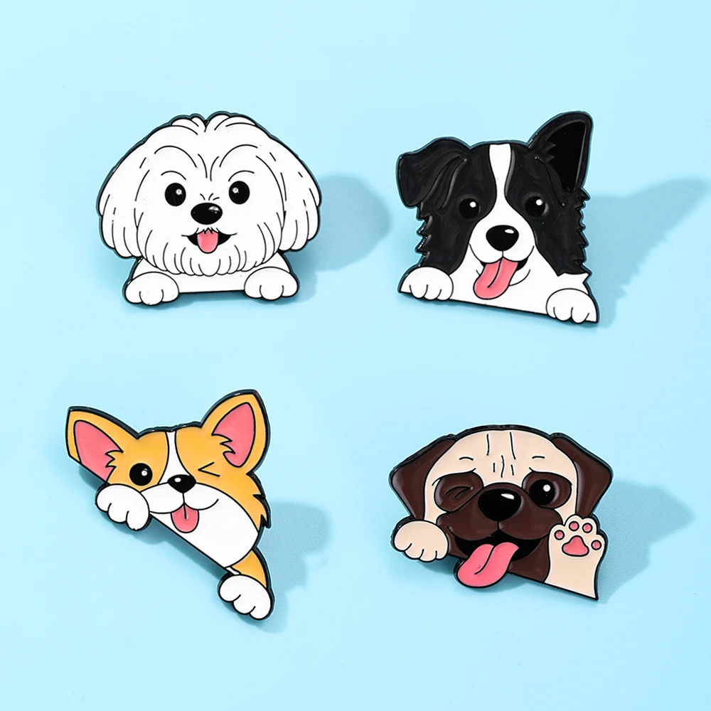 Enamel Epoxy Coated Zinc Alloy Lapel Pin-Adorable Kawaii Pet Animal Dog Cartoon Novelty Creative Fashion Collectible Daily Wear Pack of 30