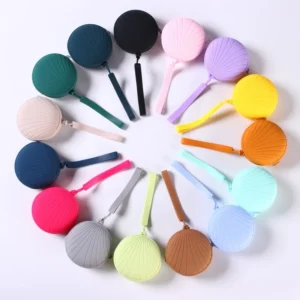 Large Capacity Compact Silicone Fashion Cartoon Solid Color Multifunctional Waterproof Zipper Coin Purse Makeup Bag Earphone