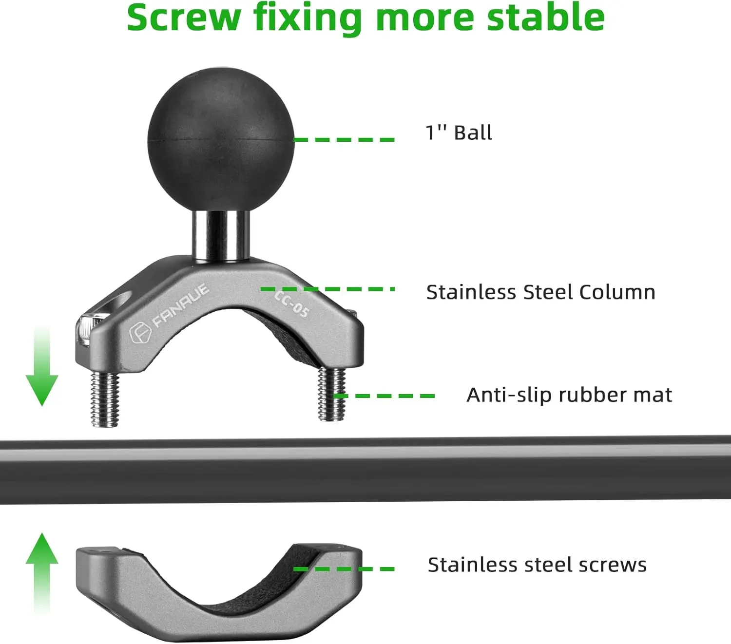 FANAUE Flexible Bike Motorcycle Phone Holder Aluminum Alloy 360 Degree Rotation Angle Adjustable Silicone Band Handlebars U-Bolt - Image 3