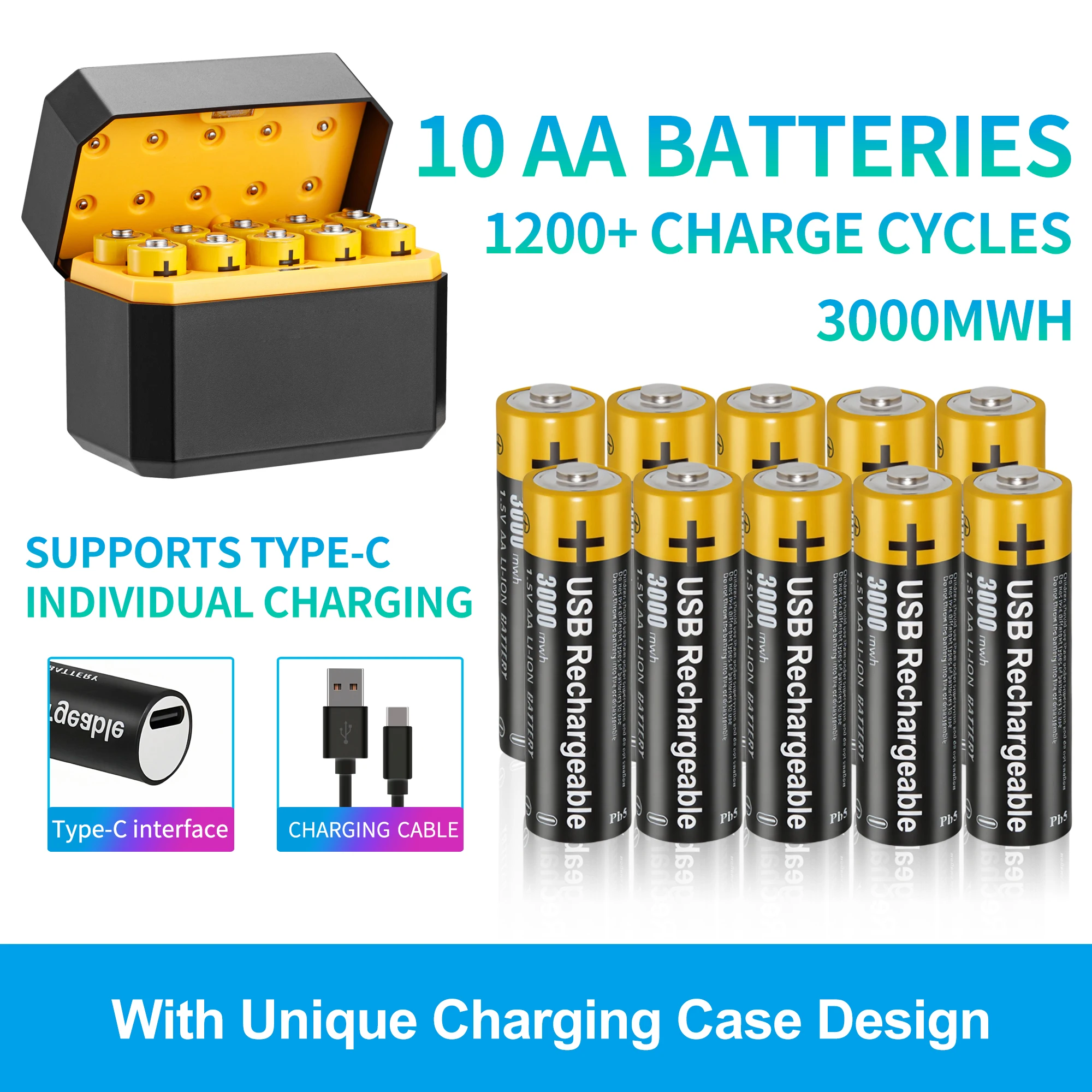 VOLTCORE 1.5V AA Rechargeable Batteries Cylinder Li-ion Batteries and Intelligent Charger with Charging Indicator - Image 2