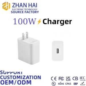 100W Charger Applicable for OPPO SuperVOOC2.0 US Standard Fast Charger Plug ABS Pps Protocol 1USBPort Fast Charger Pack of 200