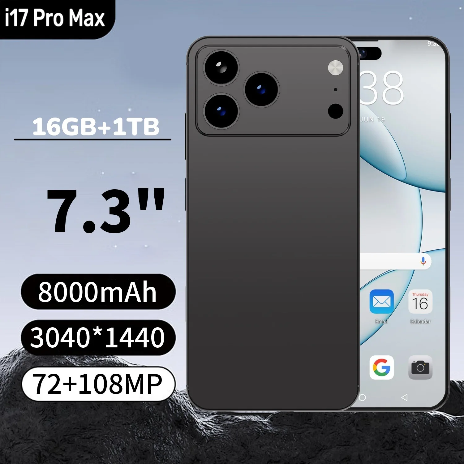 I 17 Pro 5G Smartphone 108MP Triple Camera 12GB+512GB 6000mAh Fast Charge Version Cross-Border Hot Selle