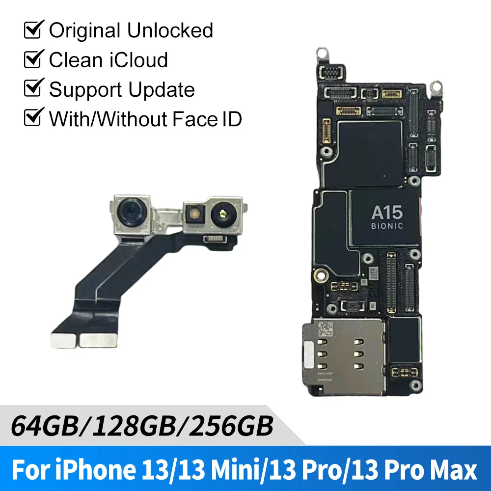 Mainboard 13 Pro 13 Mini 13 Pro Max ICLOUD Clean & Full Working 128GB 256GB 512GB Logic Board Face ID for iPhone 13 - Image 3