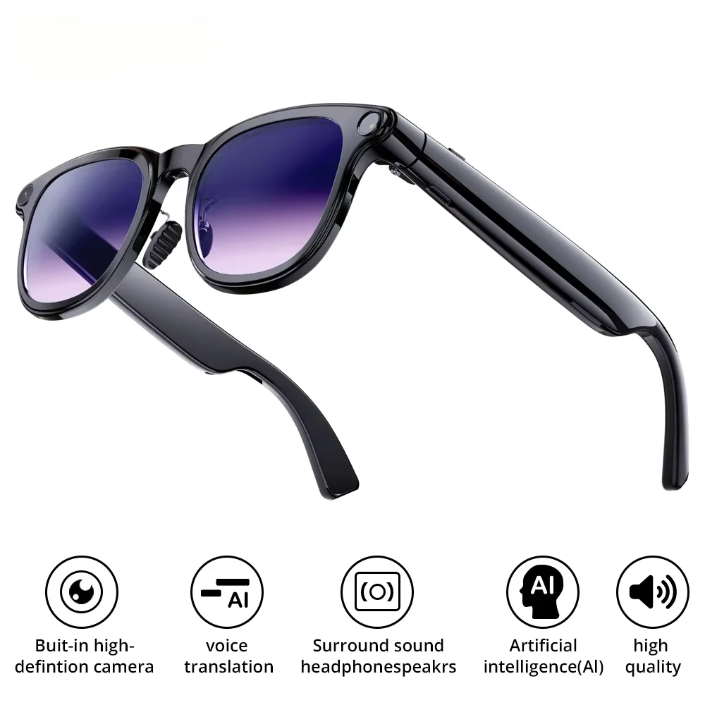 AI Smart Glasses 1200P Camera Hands-Free Video Recording Audio IPX-6 Waterproof WiFi/5G/4G ChatGPT 4.0 Al-Powered Wearable Tech