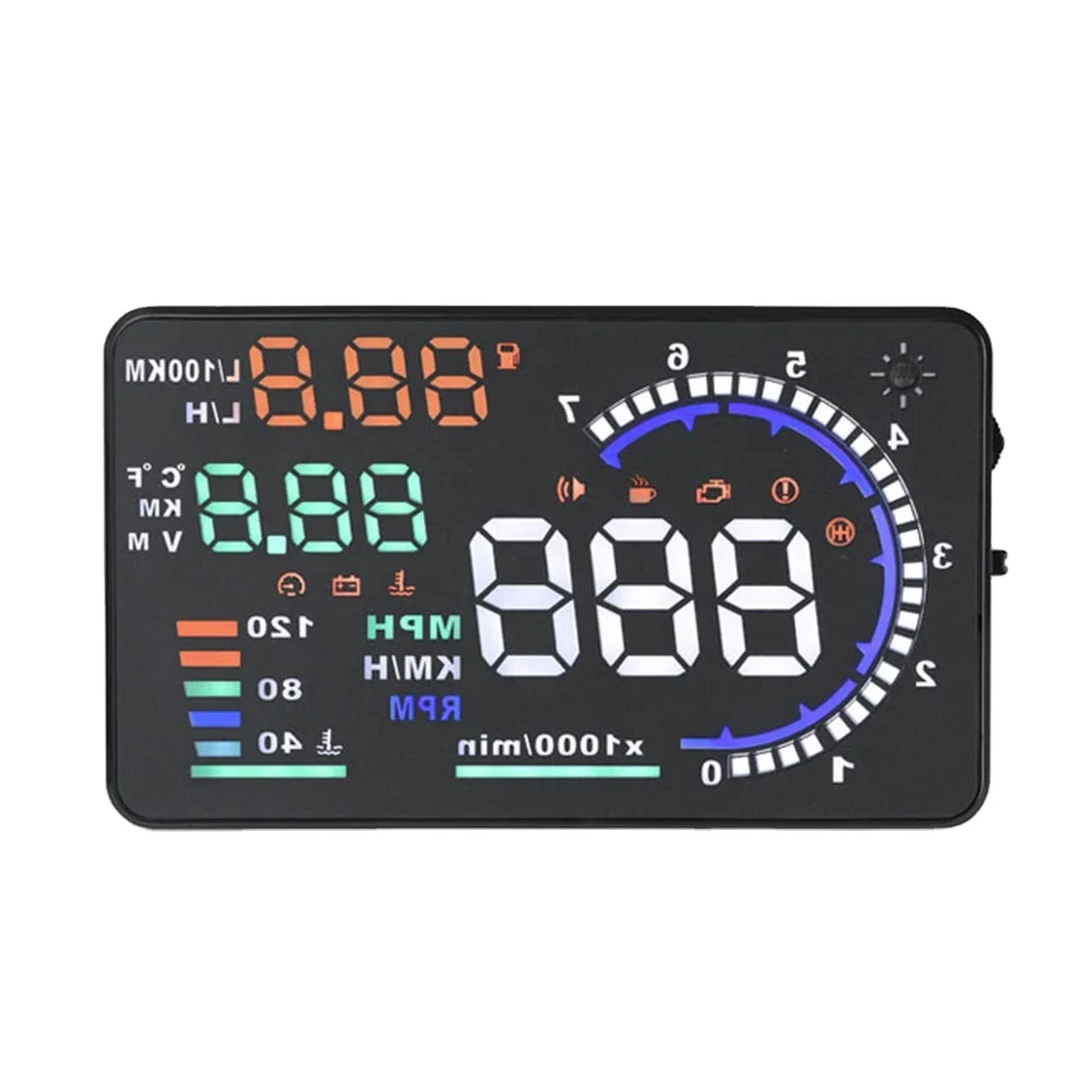 A8 Car Head up Display HUD 5.5" Dash Screen Projector RPM MPH Speedometer Warning Fuel Consumption OBD2 Pack of 2