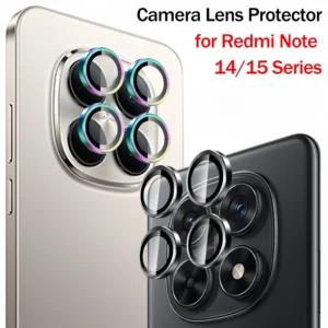 Metal Ring + Tempered Glass Camera Lens Protector for Redmi Note 15/15 Pro/15 Pro+ 4G/5G Scratch-Resistant Rear Camera Guard Pack of 50