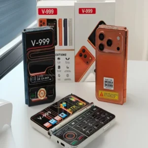 V-999  Feature Phone Dual Screen 2.8 Inch Folding Large Buttons Flashlight Spare Phone Foreign Language Version Pack of 2