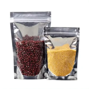 LingJie Aluminum Plastic Bottom Bags Half-Transparent Pouches Yinyang Bag Stand up Zipper Pouch with Window Pack of 100