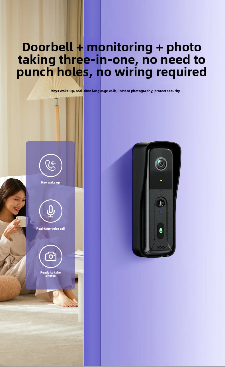 4.3-inch 2K IP65 Waterproof Battery-Powered Video Intercom Doorbell with Motion Detection & Easy Installation Pack of 10 - Image 4