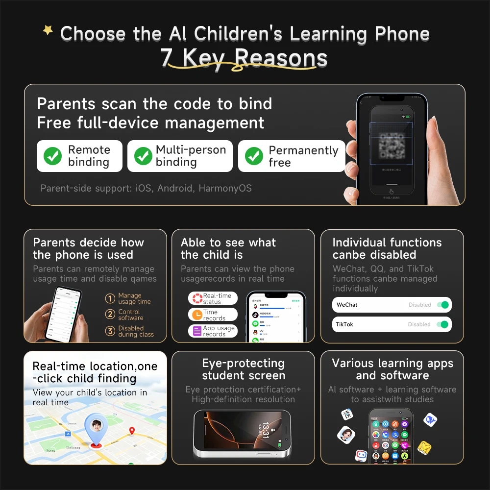 Whosale Mini Children Learning Mobile Phone Dual Sim Slots Dual Cameras 3.4 Inch Puzzle Game GPS H08 New 4G Smart Phone for Kids Pack of 3 - Image 3