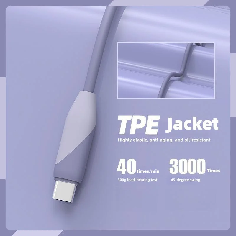 Factory USB-A to C Super Fast Charging Data Cable PD 66W 3A TPE Fast Charging Cable Compatible with iPhone Android Phones Pack of 10 - Image 3