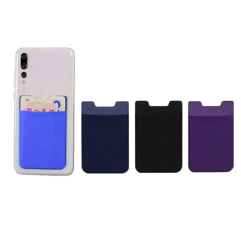 YY Stock Elastic Fabric Phone Card Holder Wallet Stick on Cellphone Pack of 2 - Image 4