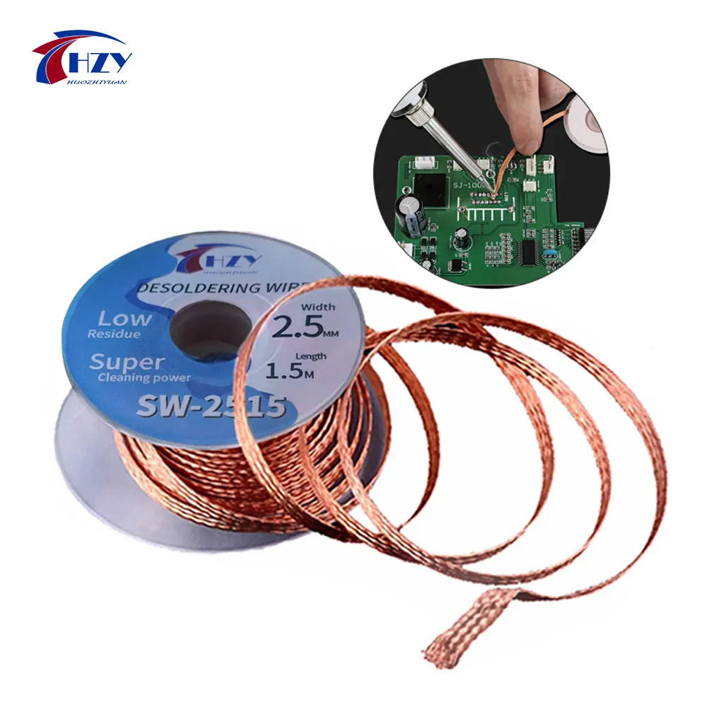 HZY 1.5-3.5mm Desoldering Mesh Braid Tape Copper Welding Point Solder Remover Wick Suitable for Motherboard Repair Pack of 10