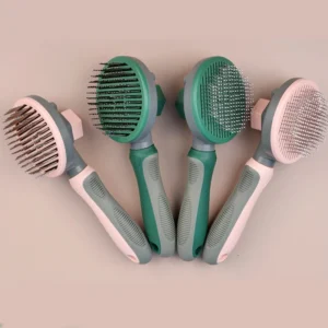 Removing Loose Hair,Tangles and Knots Dog Cat Metal Pins Grooming Brush Pet Self-cleaning Slicker Brush for Shedding
