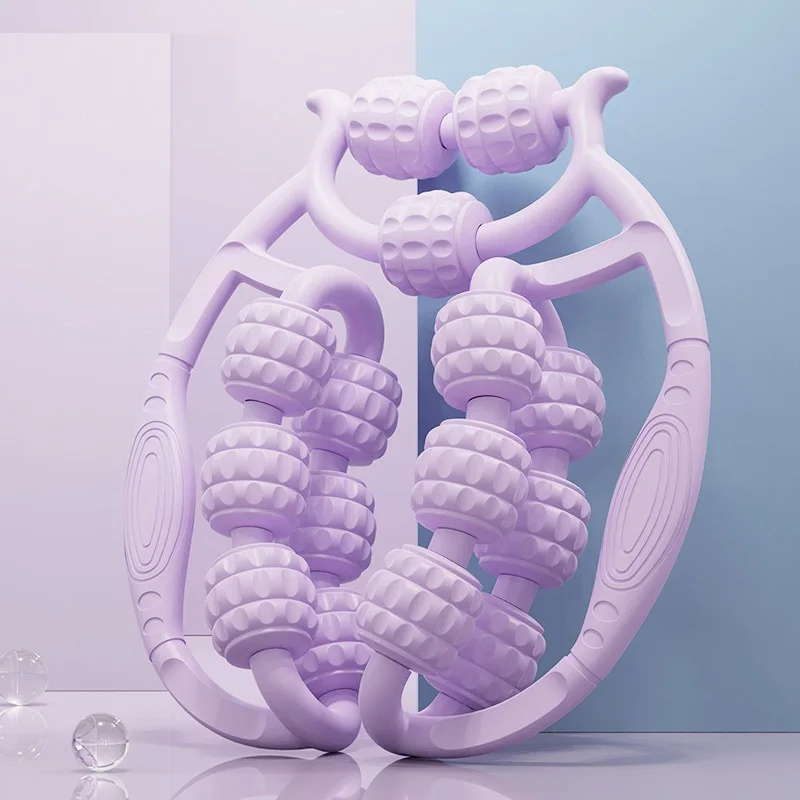 Upgraded 15-Roller Circular Massage Roller EVA+PP Manual Push-Pull Roller for Slimming Shaping Yoga Workout Muscle Relaxation Pack of 10