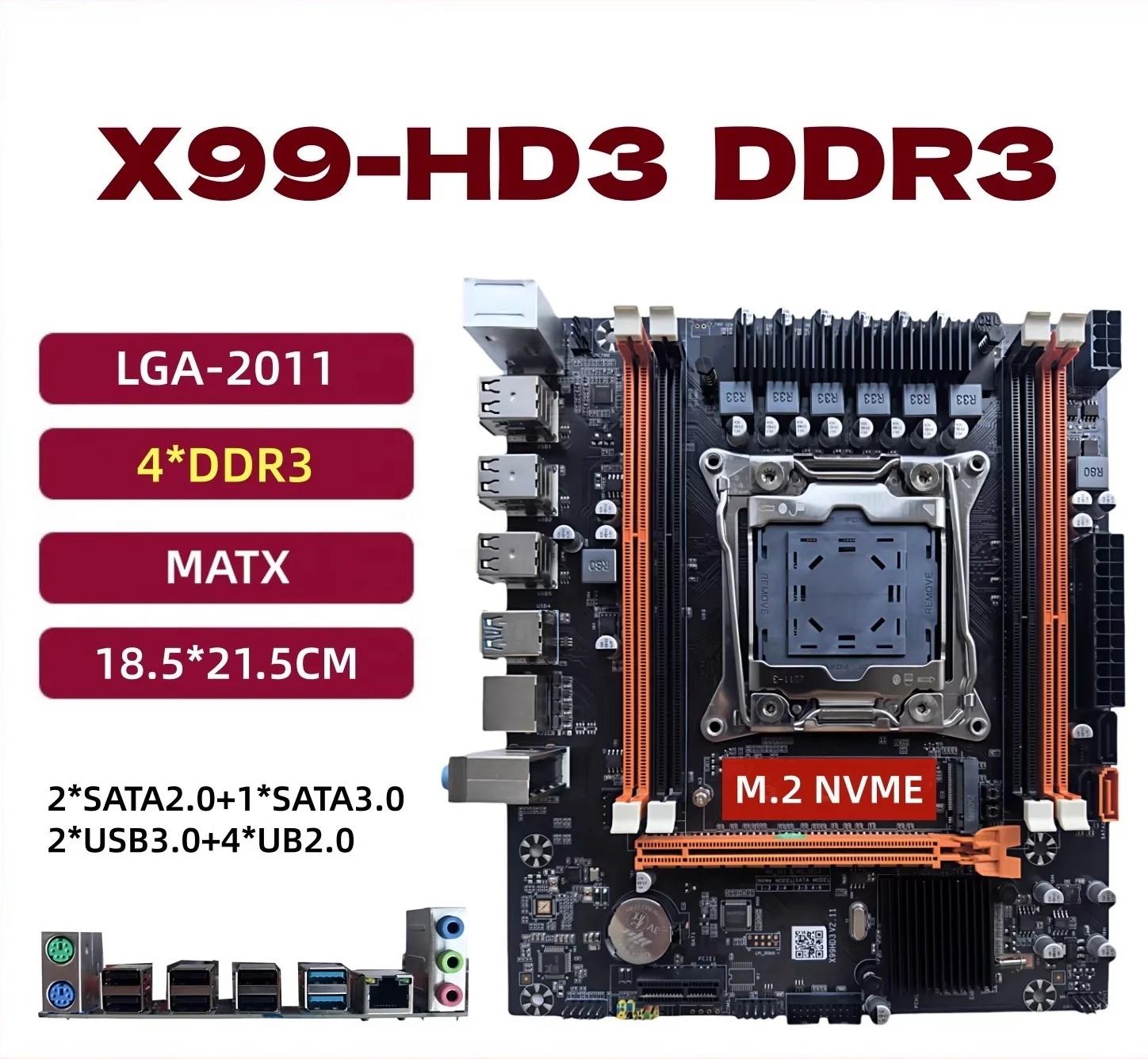 Brand New Intel X99 Motherboard LGA2011-3 Xeon E5 4xDDR3 128GB Max RAM M.2 NVMe Support Micro-ATX Desktop - Image 2