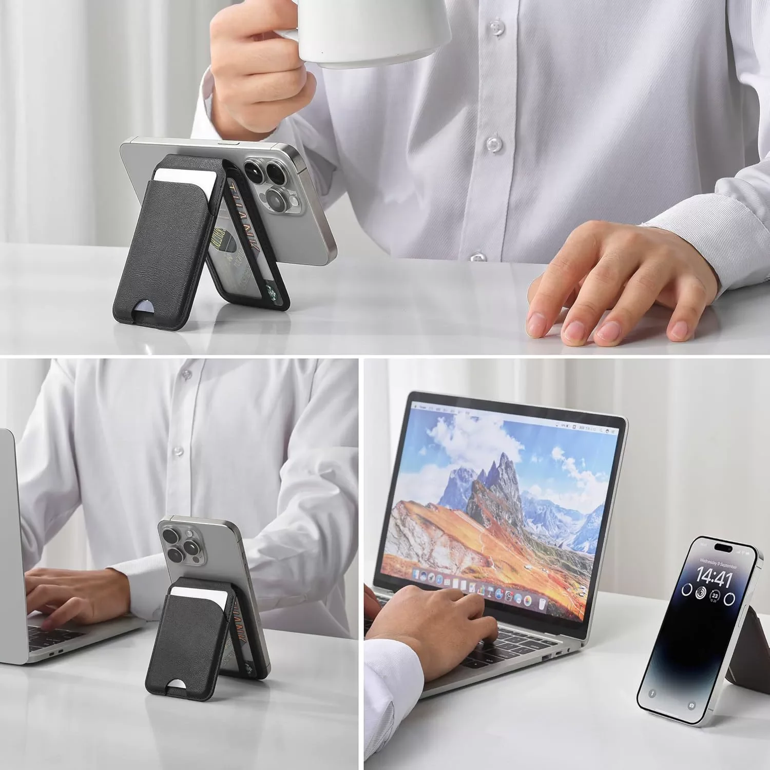 Phone Wallet Back Phone Mobile Cover Magnetic Leather Wallets case 16 15 14 for apple Wallet for iphone 17 Pack of 10 - Image 2