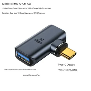 USB3.1 Female Type-C Male Magnetic Adapter Aluminum Alloy DC Connecter Full Function Fast Charging Converter OTG 10G Laptop USB