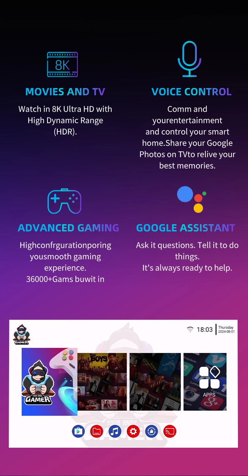 Best Android 14.0 G1 Factory H618 Video Game Console 2GB RAM 16GB ROM EU/US Plug BT Voice Remote Control TV Game Box - Image 3