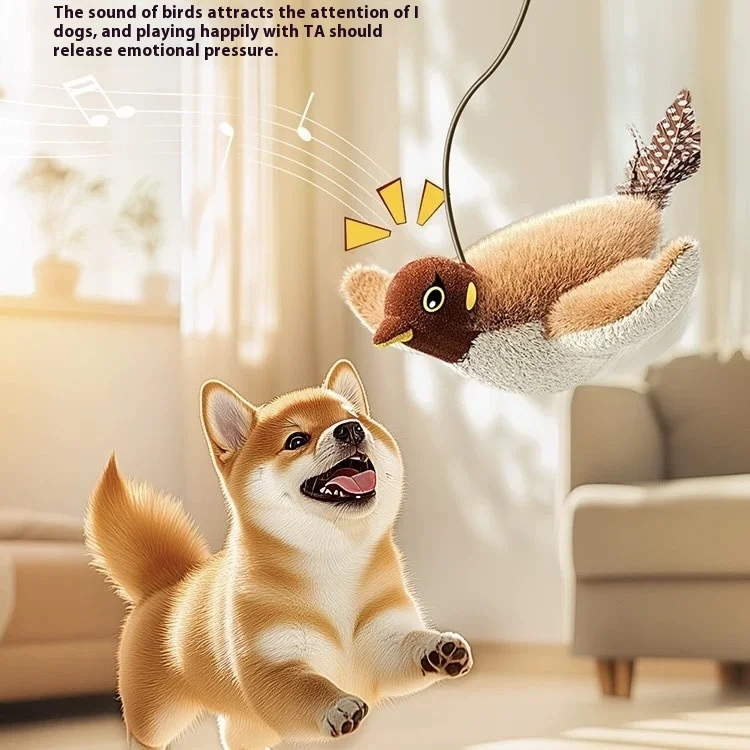 Smart Electric Rechargeable Plush Flapping Bird Toy for Dogs Cats Touch Activated Sparrow Interactive Cat Toy Pack of 3 - Image 2