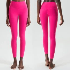 Women's Cross-Border Half-Ring Waist Pocket Yoga Pants Stretch Technology Fabric Large Size High Sports Fitness Leggings Pack of 2