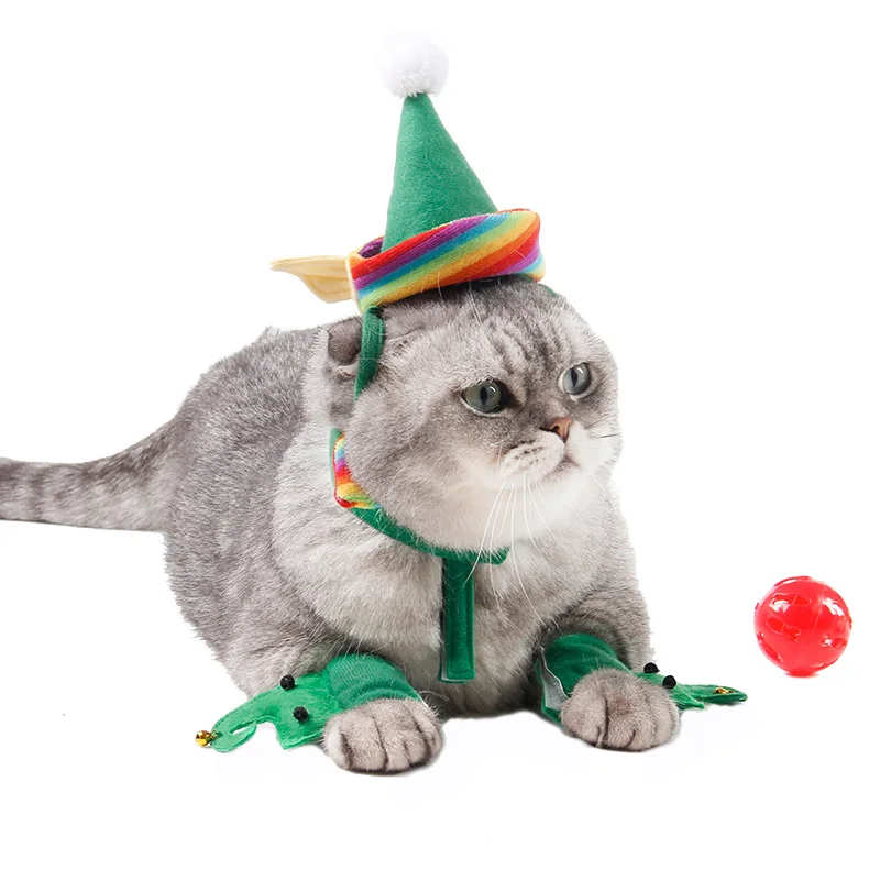 JIZAIZAI Adjustable Dog Pet Suit Eco-Friendly Classic 3-Piece Beautiful Polyester Hat Collar Accessory Set Cute Solid Color Pack of 5