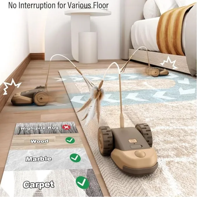 Electric Gravity Running Intelligent Self-HI Boredom Relief Plastic Cat Toy Teasing Stick for Cats Pack of 2 - Image 4