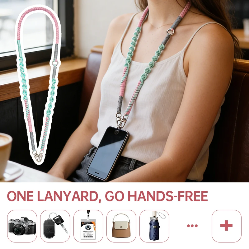 Wholesale Long Cross-body Neck Mobile Phone Lanyard Hand-woven Bag Straps Ins Girls Colorful Mobile Phone Chain Pack of 50 - Image 4
