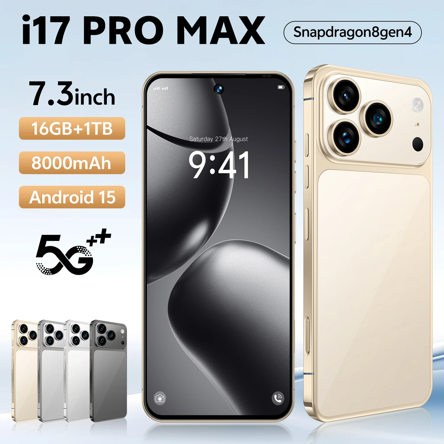 17 Pro Max 5G LTE Global Smartphone 8000mAh Battery 7.3" Inch Deca Core CPU 108MP Rear Camera HD OLED Display 120Hz Refresh Rate - Image 4
