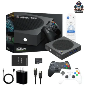 Newest G8MAX Android 14 Video Game Console 32GB ROM 8k Decoding BT Voice Remote Dual Gamepad 60000+ Retro Games EU Plug