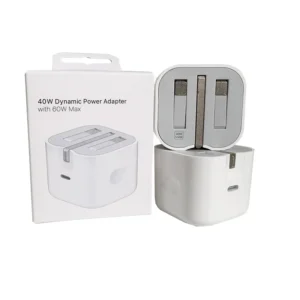 US EU UK Plug 40W Dynamic Power Adapter Supports up to 60W USB-C Charger Type C Fast Charger for Apple iPhone 16 17 Pro Max Pack of 50