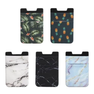 Stretchy Card Holder with Phone Pocket Delineate Stick-on Wallet for Convenient Mobile Phone Access Pack of 2