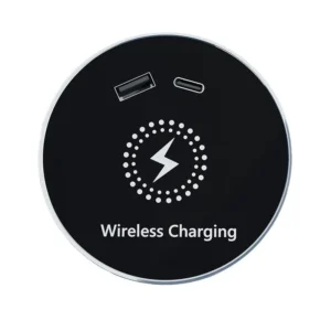 20W Desktop Embedded Wireless Charger Alloy Fast Charging USBTYPEC Hidden in ABS Hotel Furniture, Office Desk, Bedside Table Pack of 2