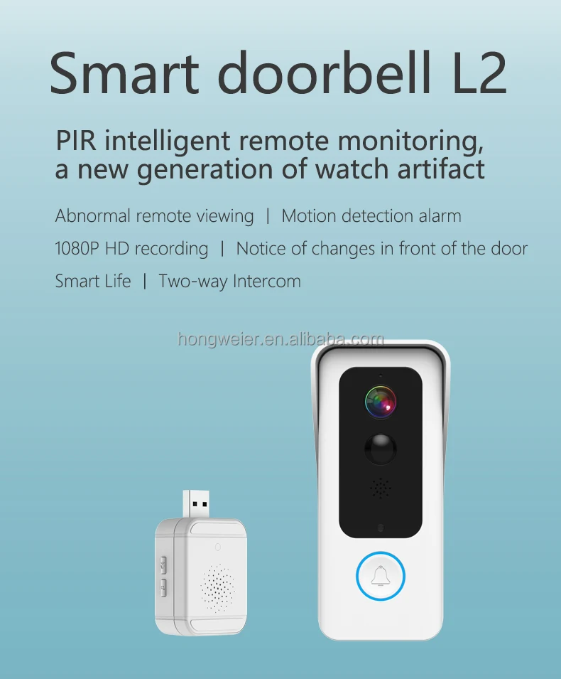 HongGlobal 2MP Surveillance Outdoor CCTV Ring Battery Door Bell Security Camera ICAM+ WiFi Video Smart Wireless Doorbell Camera - Image 4