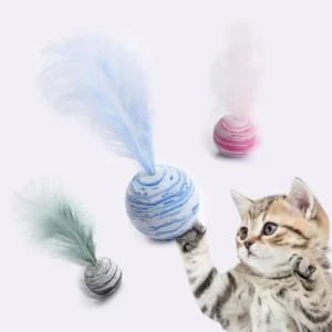 Colorful Feathers Starry Sky Ball Cat Toys Teasing Cat Stick Badminton Interactive Self Hi Cat Toys Pet Supplies Wholesale Pack of 2