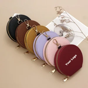 Japanese Korean Fashion Candy Color INS Style PU Leather Zipper Small Coin Purse Multi-Functional Coin Bag Card Holder Key Bag Pack of 10