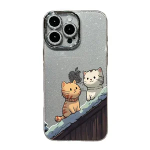 Luxury Glitter Cute Cat TPU Case for 17/16/15/14/13/12/11 Pro Max Magnetic Ring Holder Shockproof Clear Cover Pack of 25