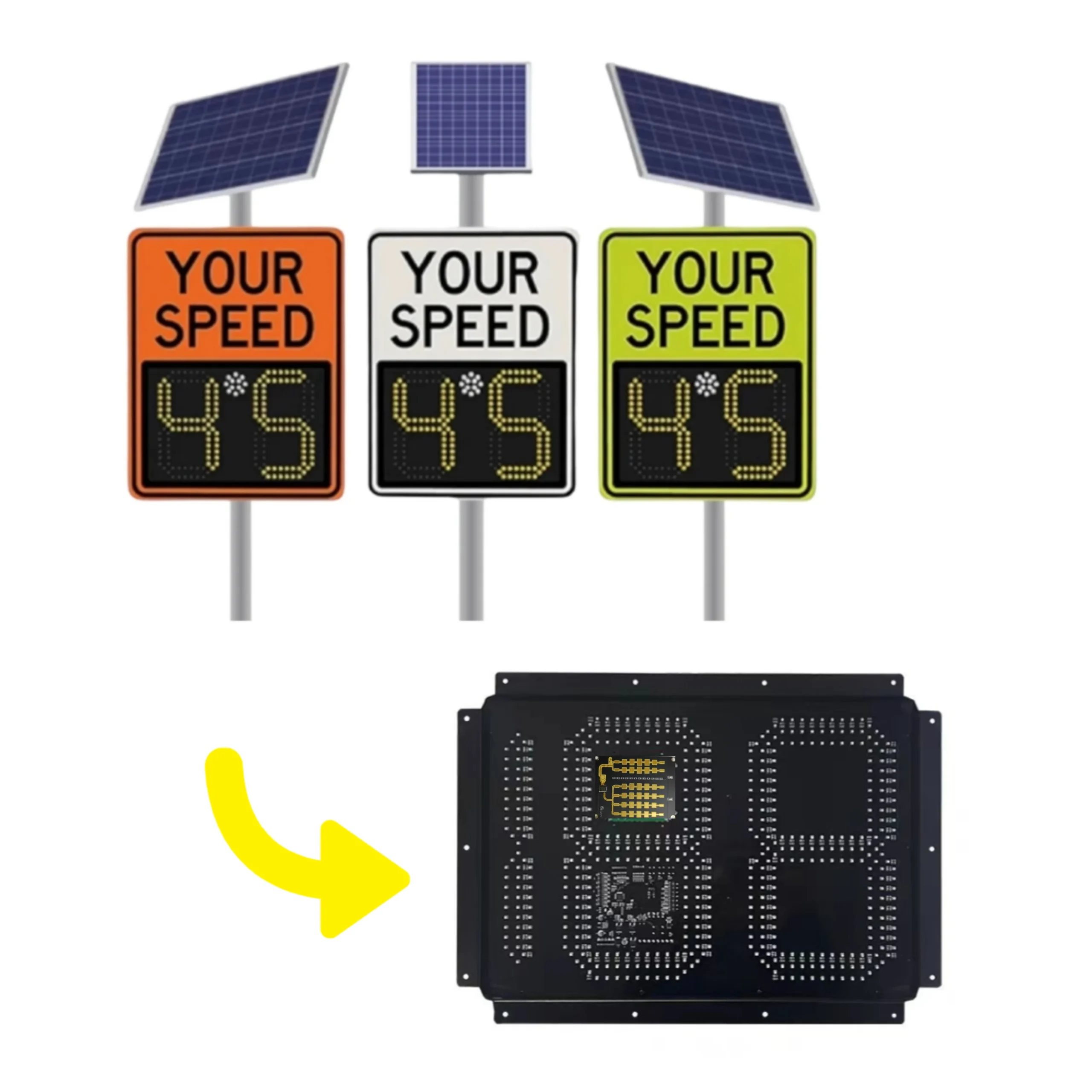 Solar Powered LED Radar Speed Display Sign for Road Safety and Traffic Control
