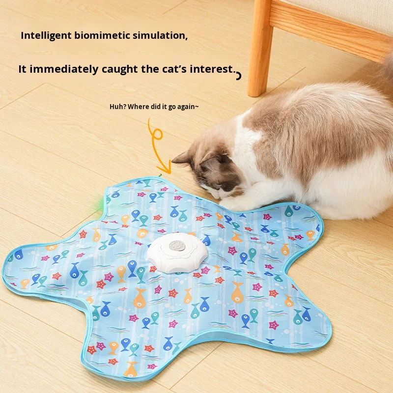 Rechargeable Interactive Cat Hunting Toy Moving Concealed Feathers Touch Activated Hide and Seek Cat Toy Pack of 5 - Image 4