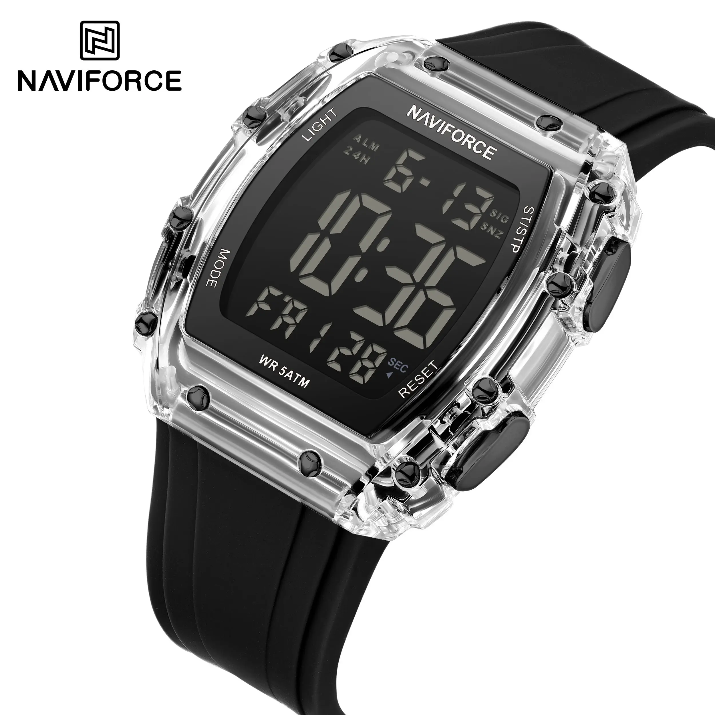 NAVIFORCE 6107 Digital Watch for Men with Silicone Strap Bulk Buy Sport Water Resistant Lcd Luminous Men Watch Reloj Pack of 2 - Image 2