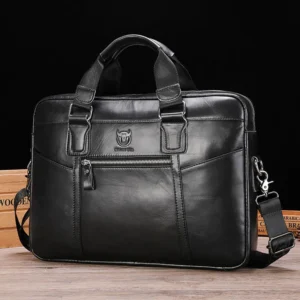 BULLCAPTAIN Men Genuine Leather Briefcase Large Capacity Business Sleek Handbag Laptop case Mens Bags Real Leather Bag Your logo