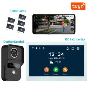 10.1inch Touch Screen Wired Video Doorbell Apartment Intercom System 1080P Doorbell Camera TwoWay Intercom for Villa Home Office